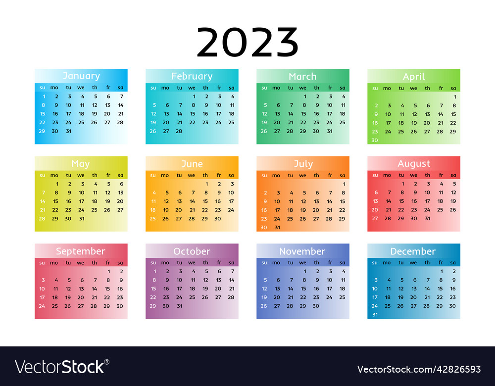 Calendar for 2023 isolated on a white background Vector Image