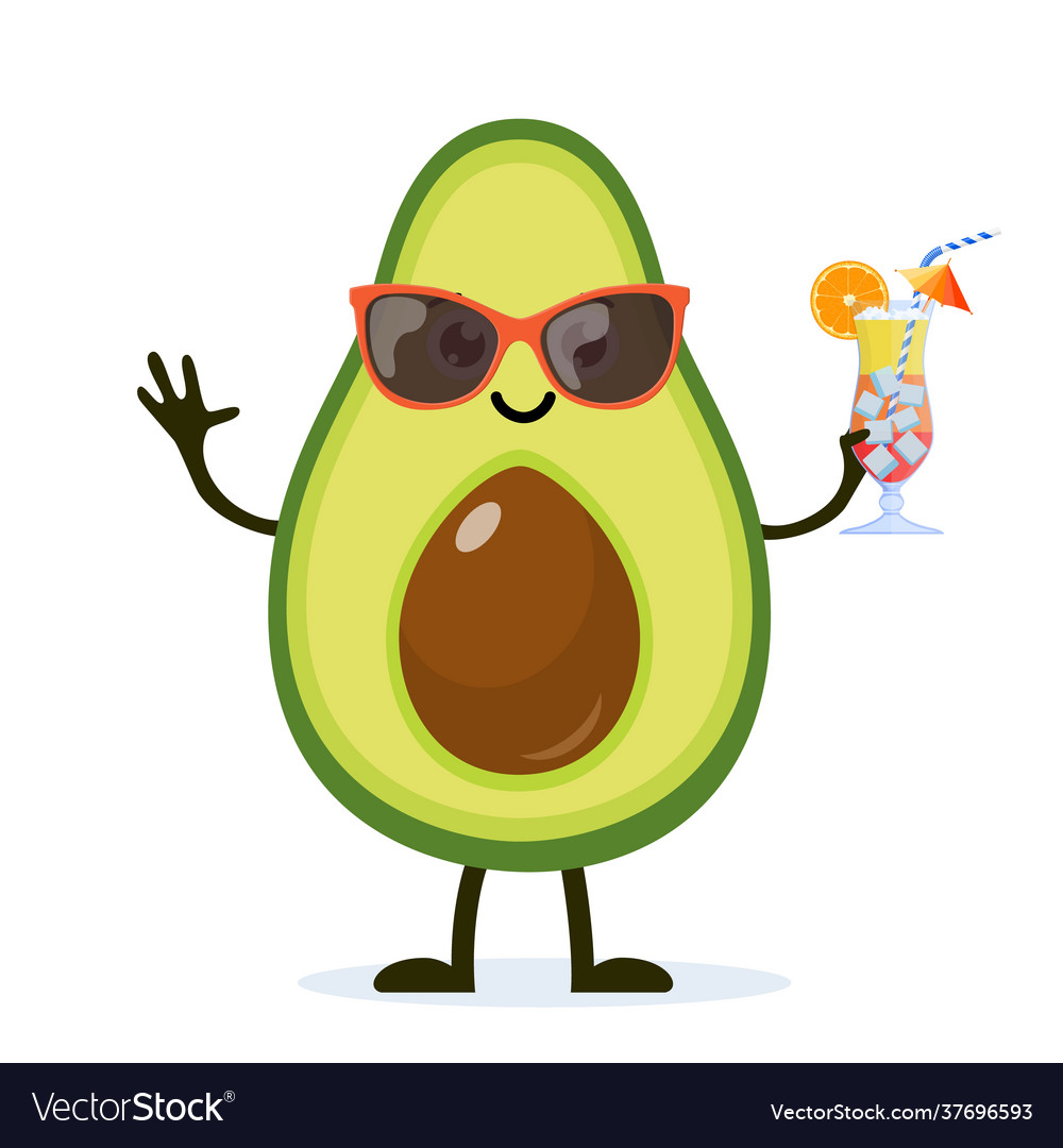 Cute and funny avocado character