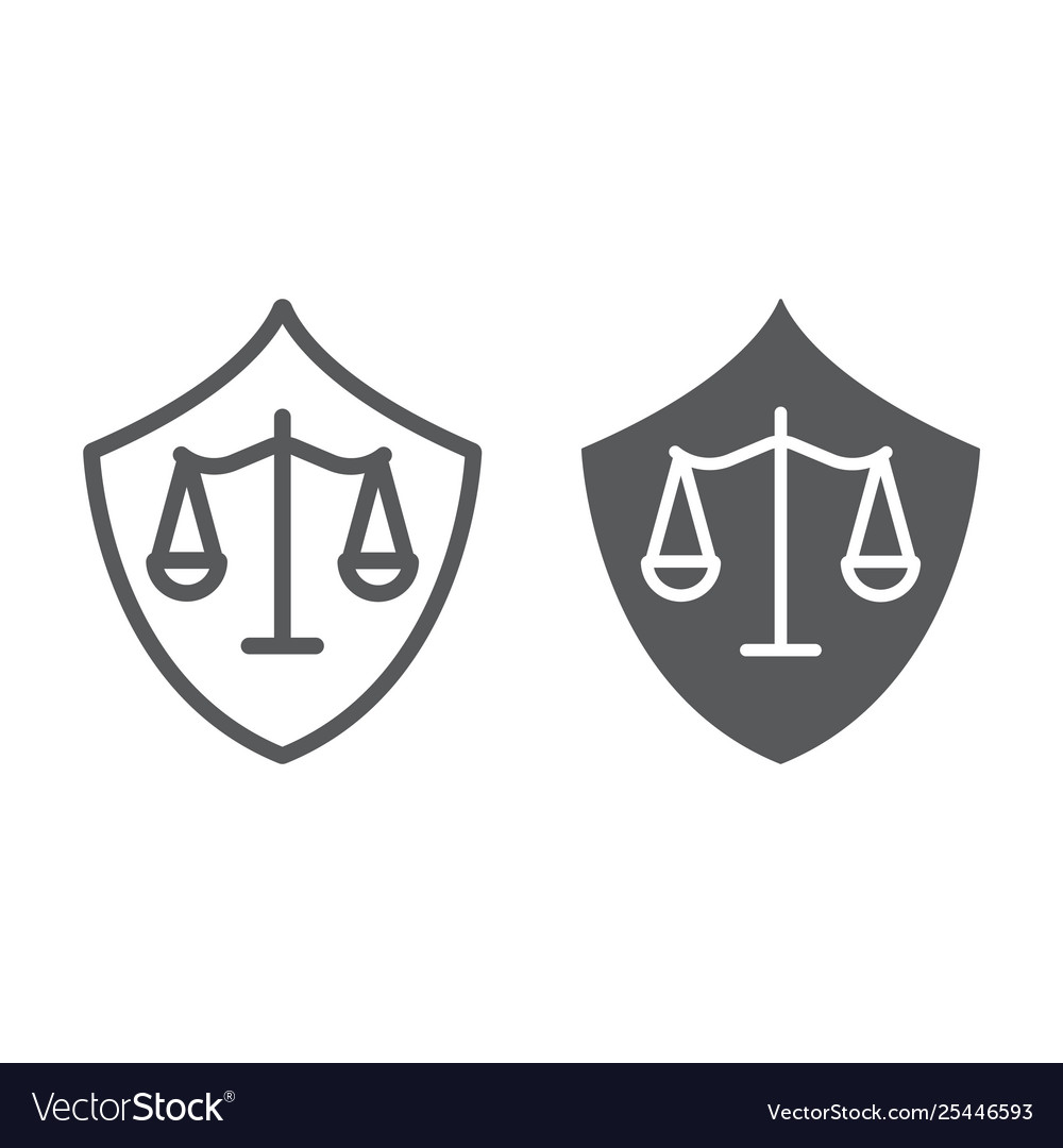 Defense line and glyph icon law justice