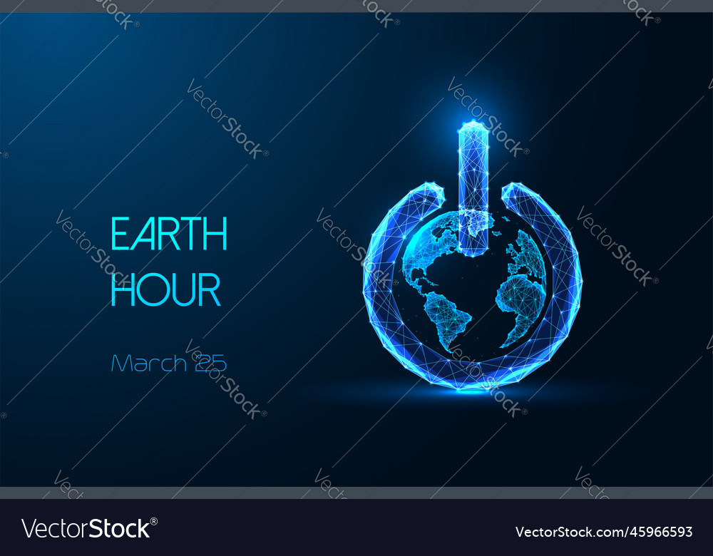 Earth hour abstract futuristic concept banner Vector Image