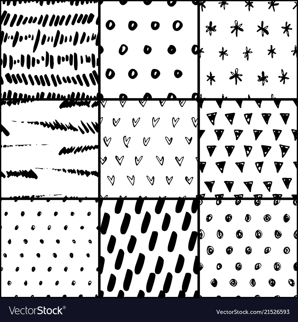 Handdrawn pattern set Royalty Free Vector Image