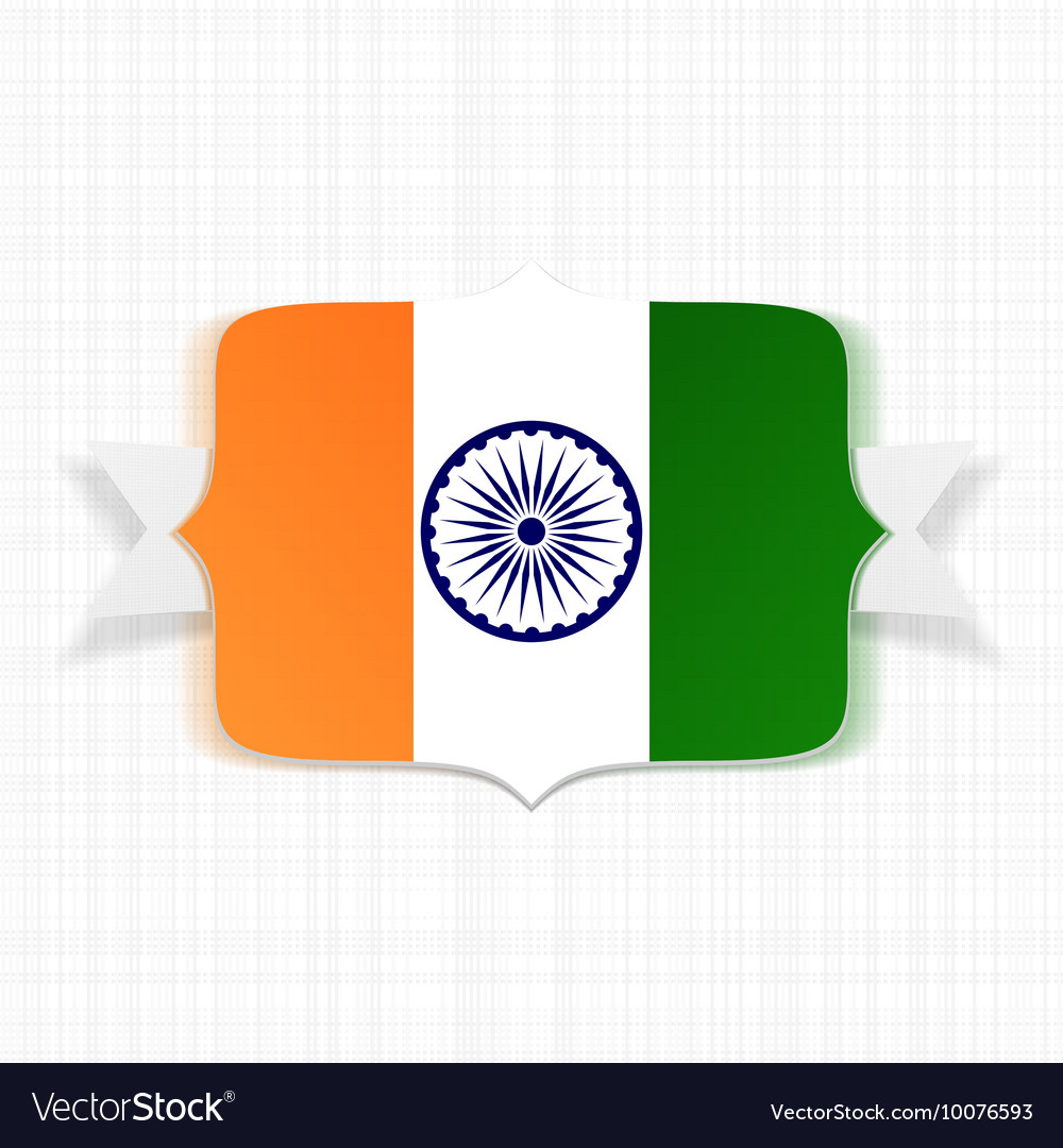 India flag on label with ribbon