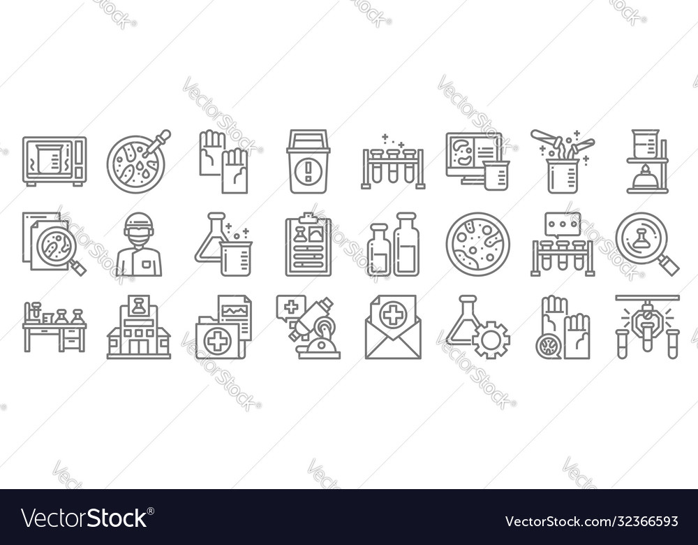 Labor- und Wissenschaftslinie Icons linear Set