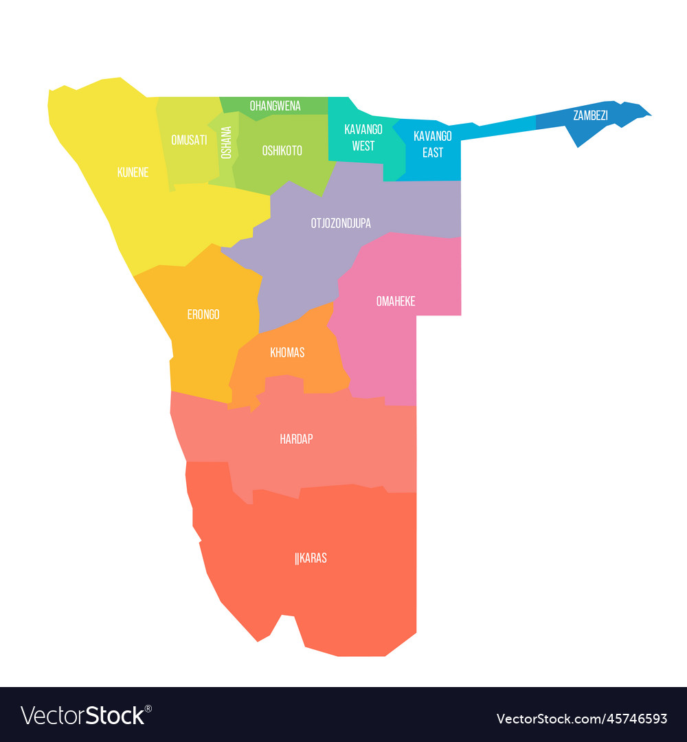 Namibia political map of administrative divisions