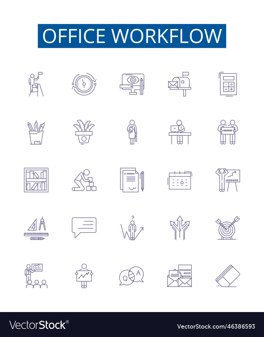 Office workflow line icons signs set design vector image Office workflow line icons signs set design