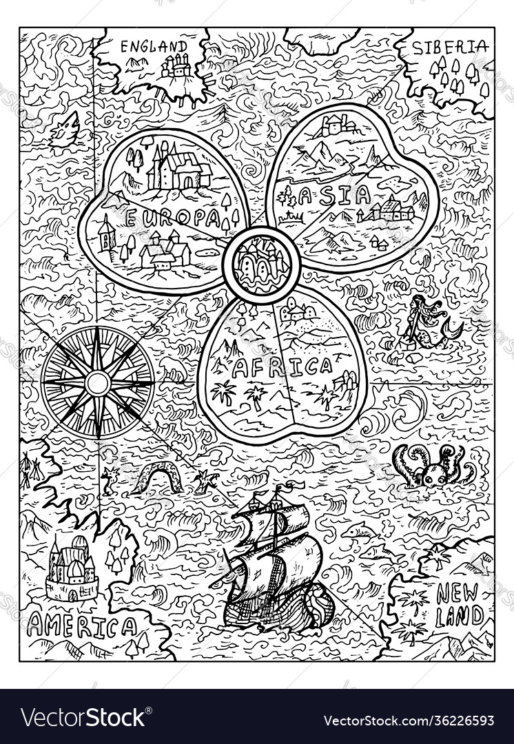 Old map world vector image Old map world