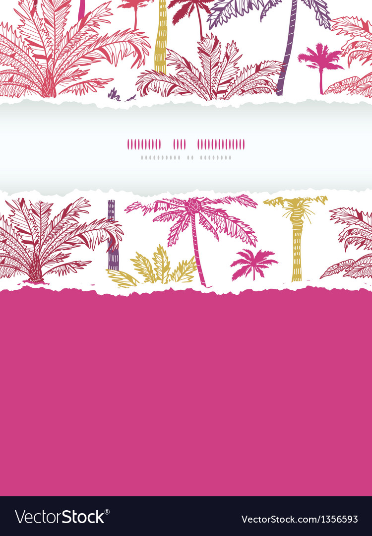 Palm trees seamless vertical torn frame pattern