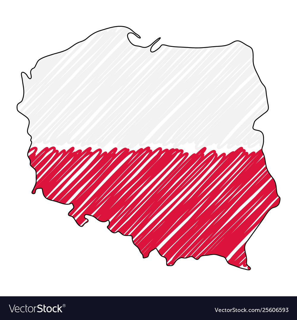 Poland map hand drawn sketch concept