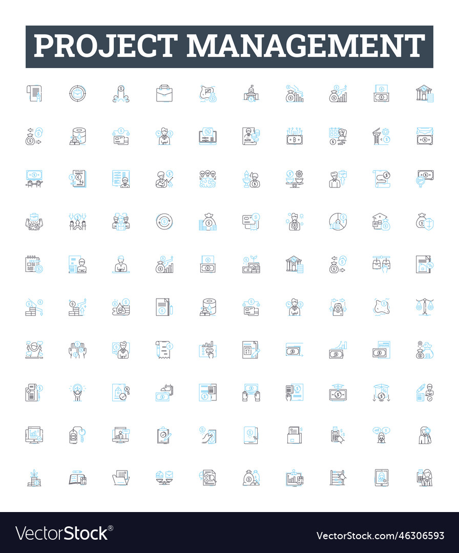 Project management line icons set planning