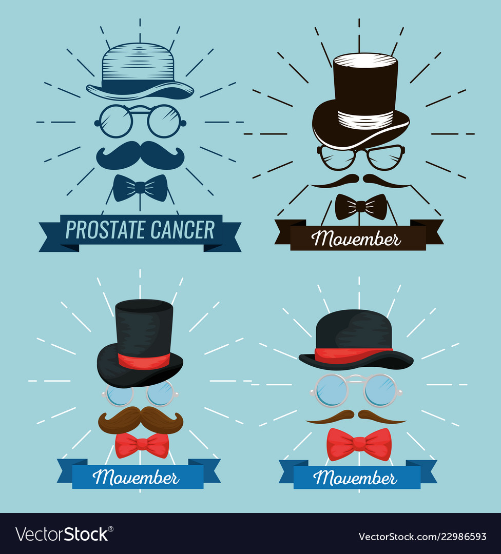 Set Glasses With Hat And Mustache With Tie Bow Vector Image