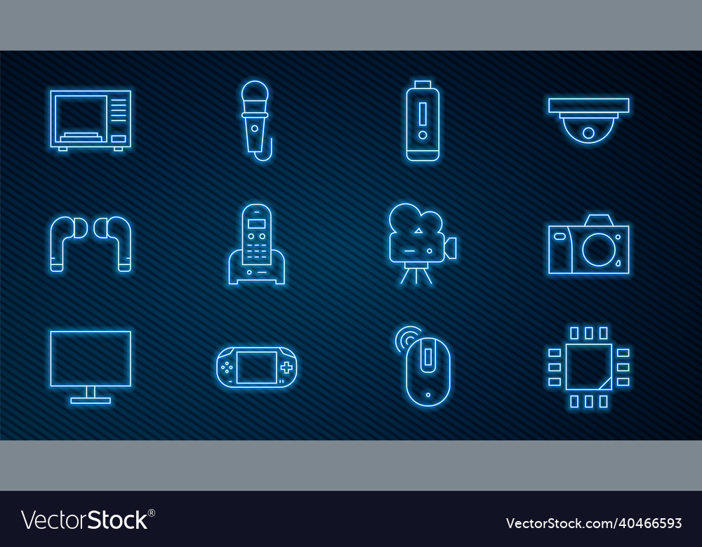 Set line processor with microcircuits cpu photo vector image Set line processor with microcircuits cpu photo