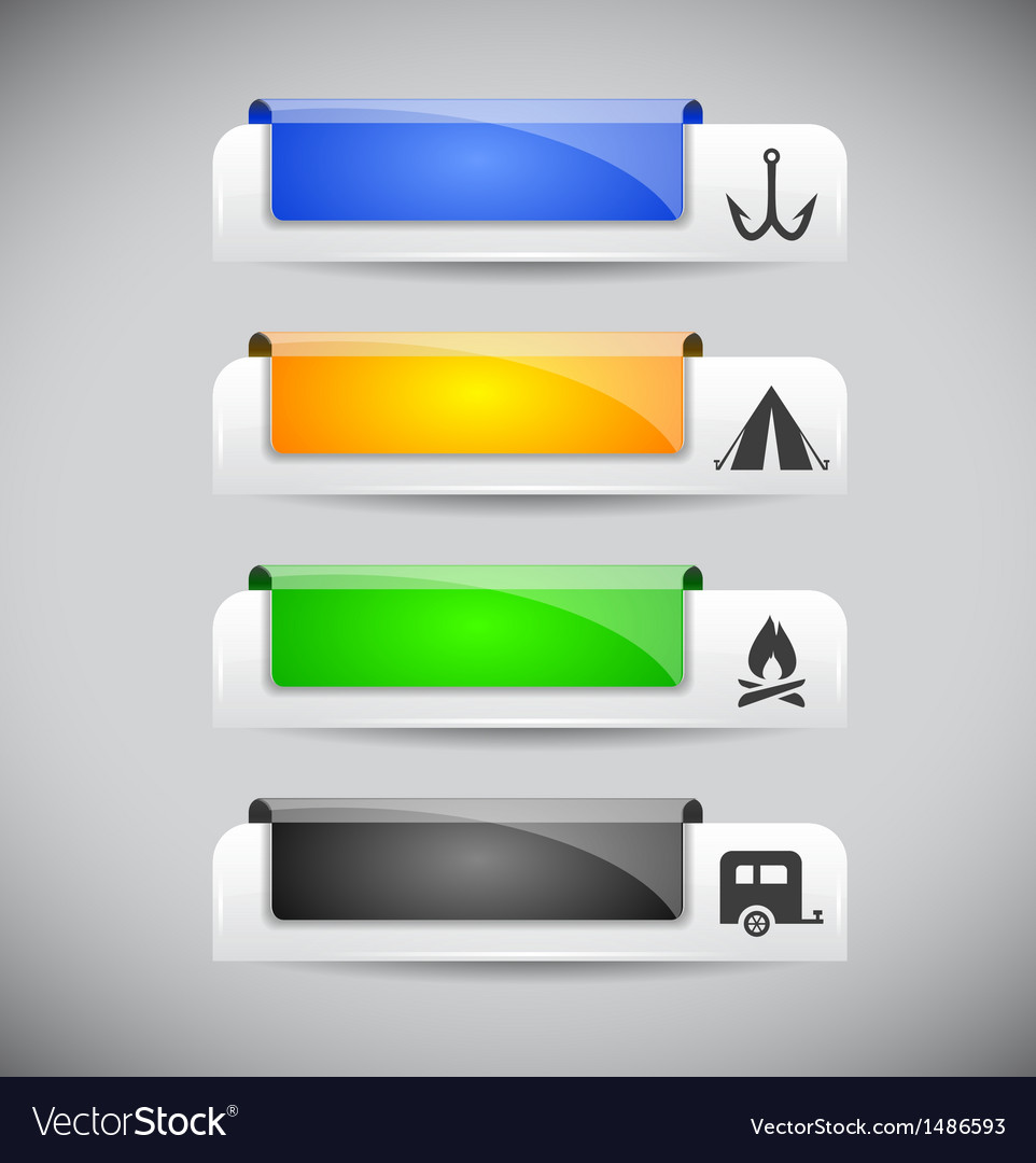 Set of color plastic buttons for web