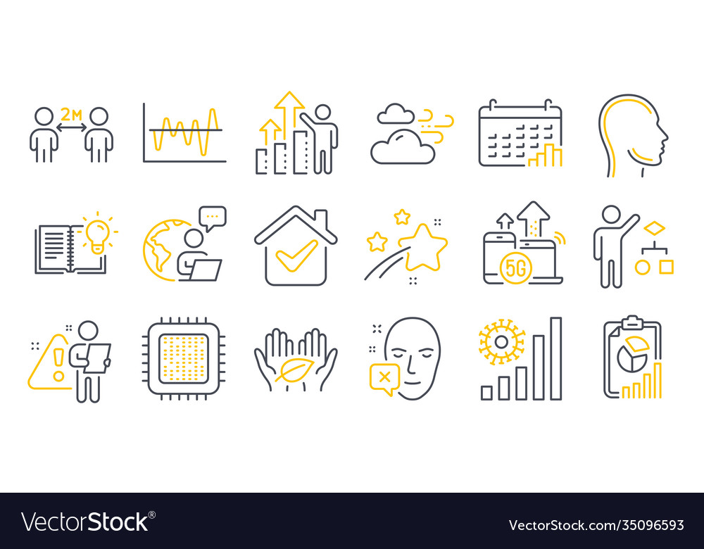 Set science icons such as 5g internet report vector image Set science icons such as 5g internet report