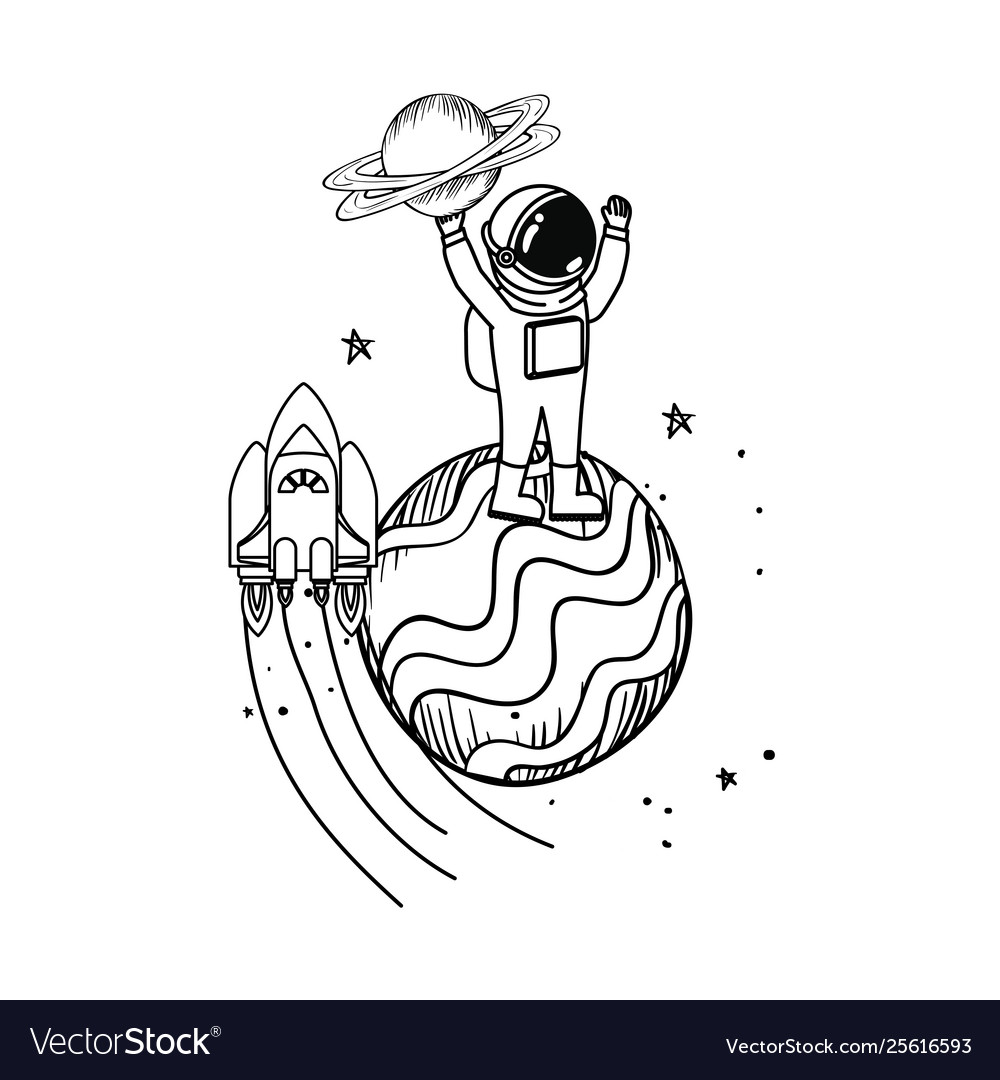 Silhouette astronaut with spacesuit vector image Silhouette astronaut with spacesuit