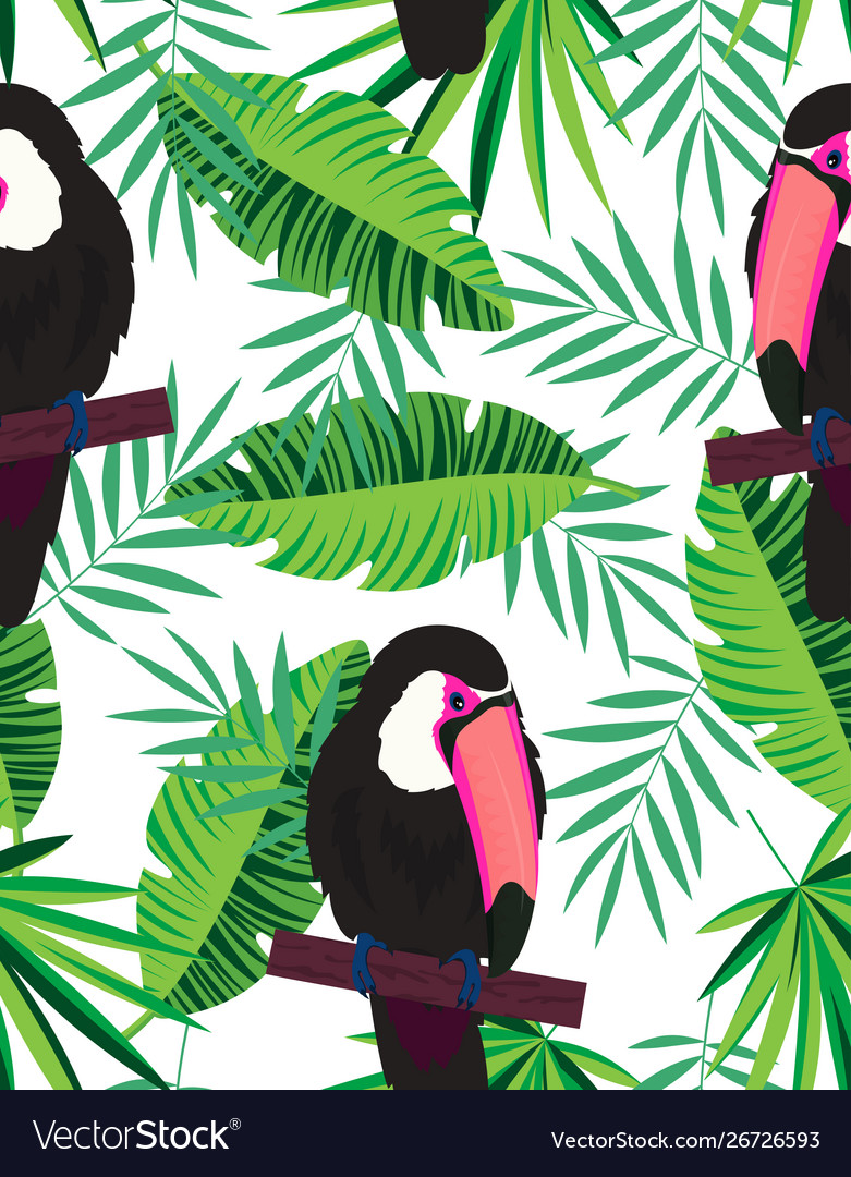 Topical Seamless Pattern With Toucans Royalty Free Vector Topical Seamless Pattern With Toucans Royalty Free Vector