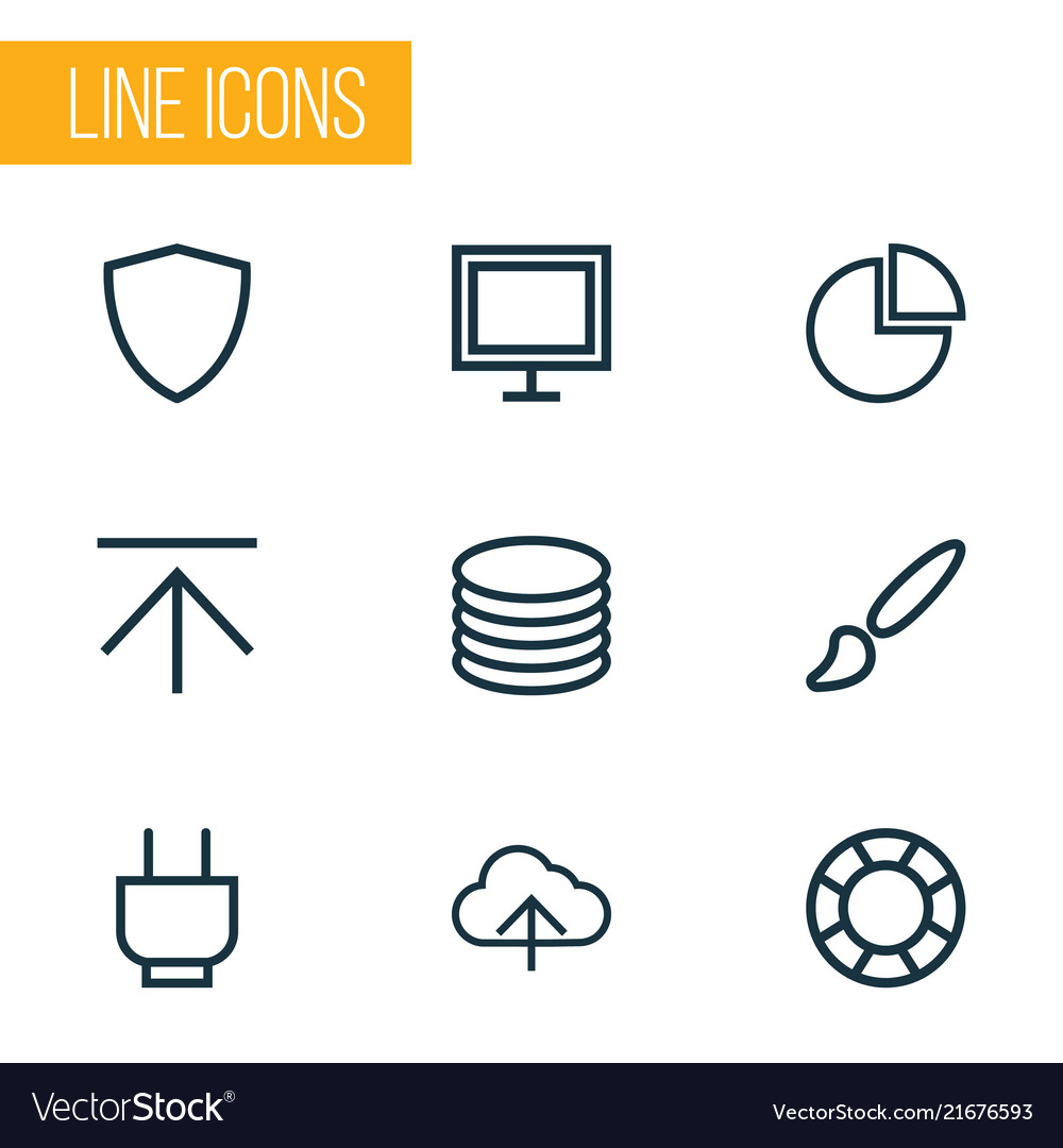 User icons line style set with download socket vector image User icons line style set with download socket
