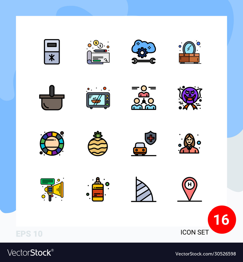 16 user interface flat color filled line pack