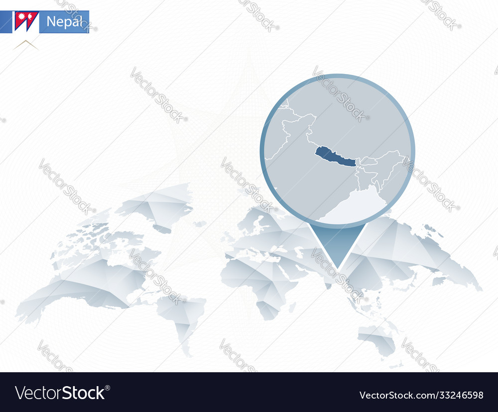 Abstract rounded world map with pinned detailed