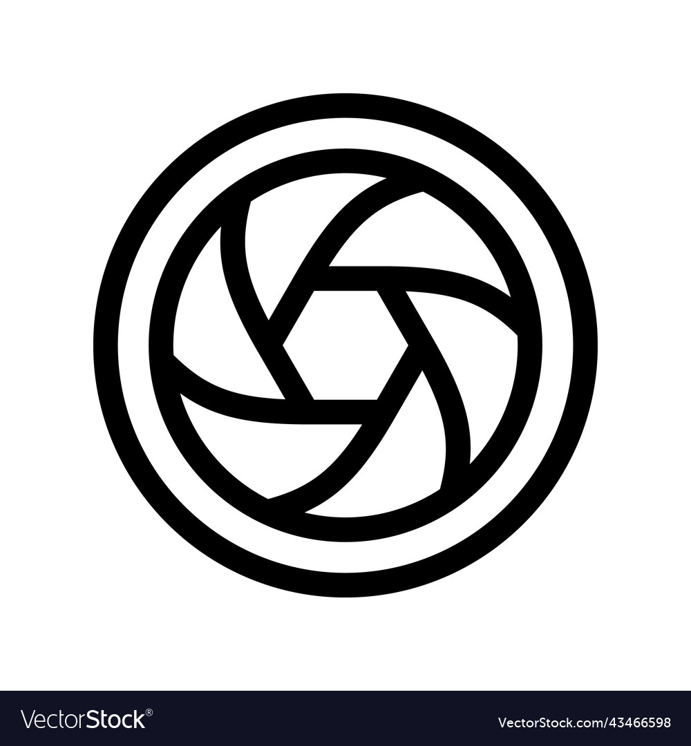 Camera shutter or objective thin line icon vector image Camera shutter or objective thin line icon
