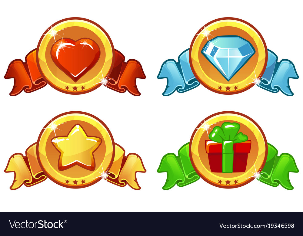 Colorful Star & Diamond Icon Set