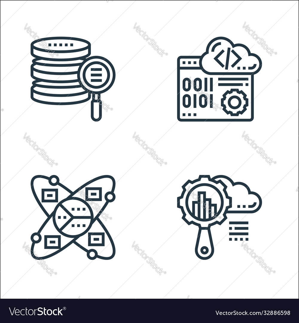 Data analytics line icons linear set quality vector image Data analytics line icons linear set quality