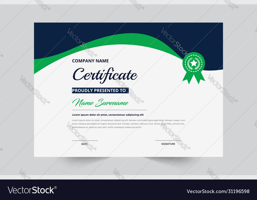 Elegant certificate template with badge Royalty Free Vector