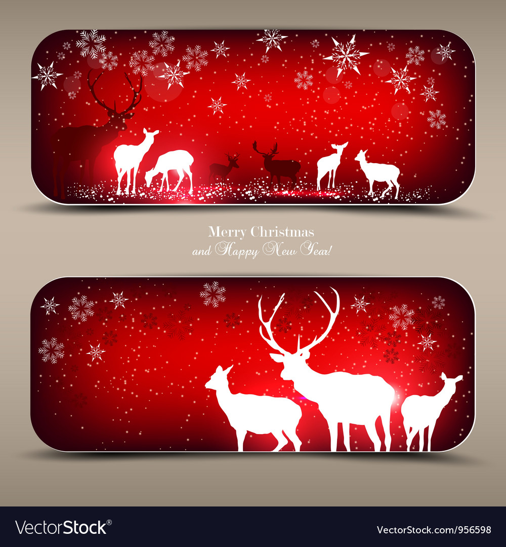 Elegant Christmas Banners With Deers With P Vector Image