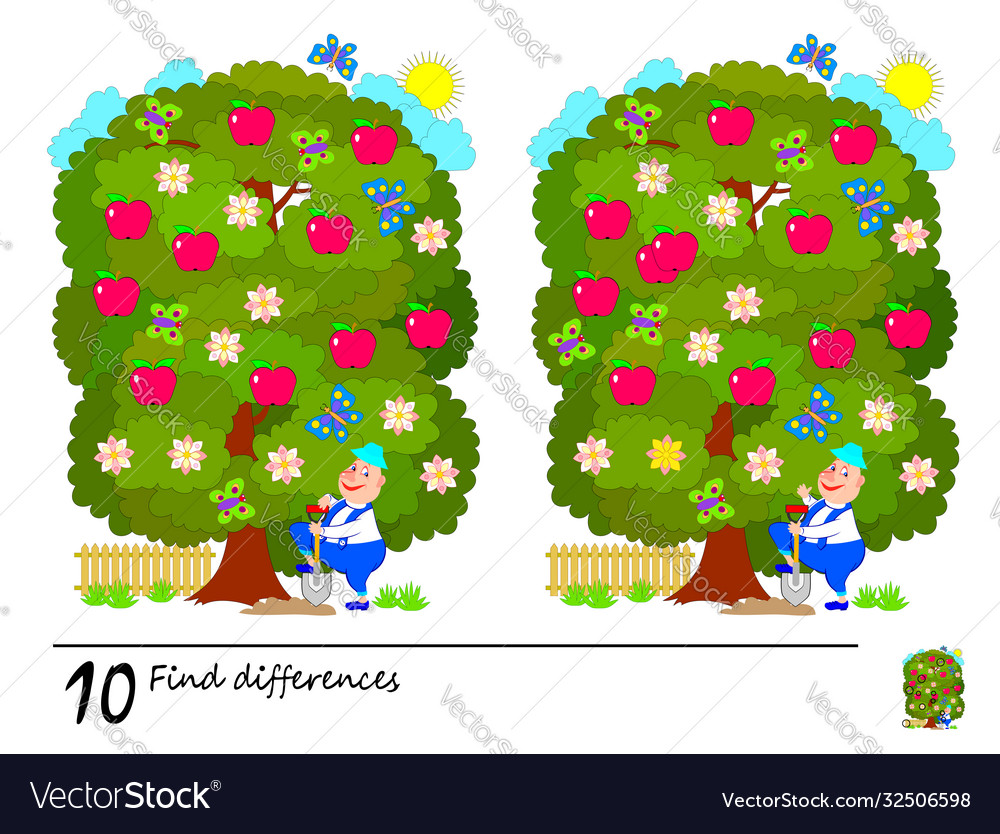 Find 10 differences logic puzzle game