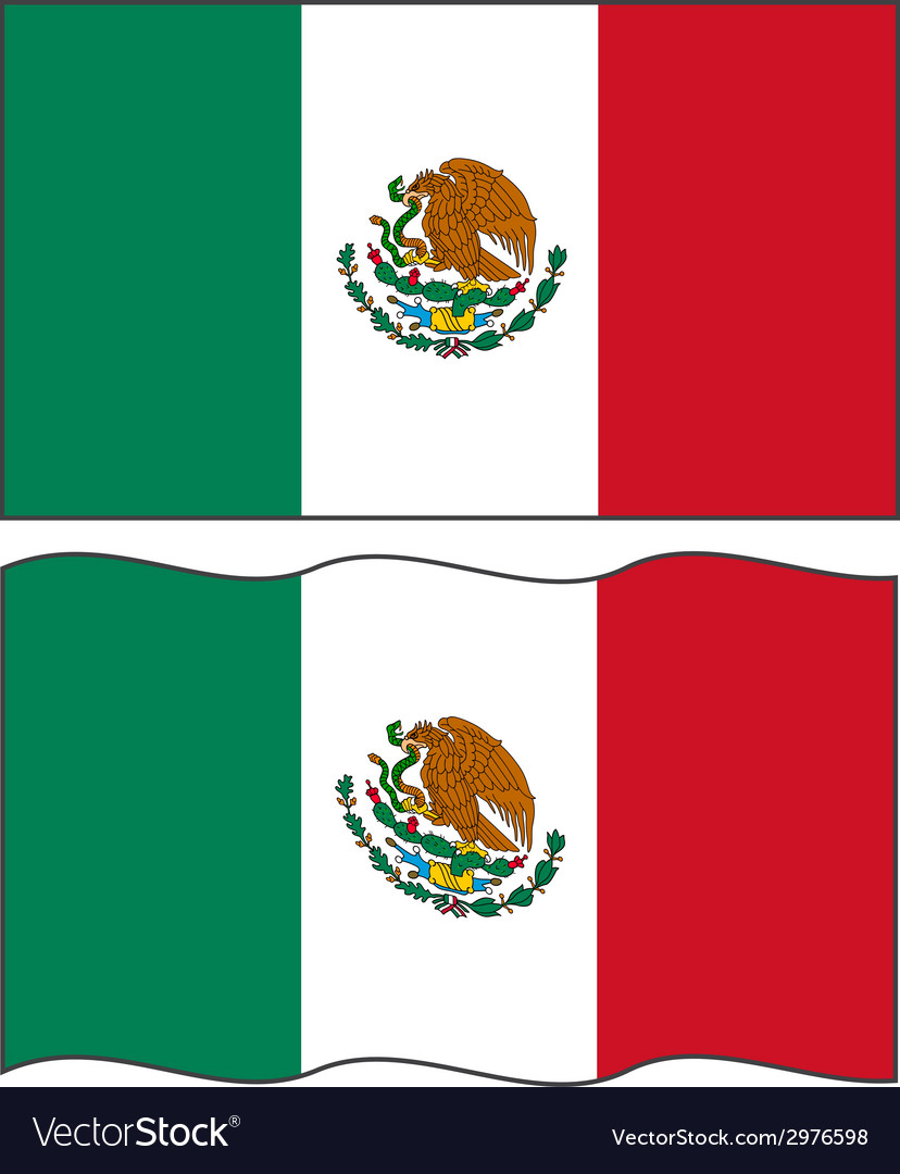 Flat and waving mexican flag Royalty Free Vector Image