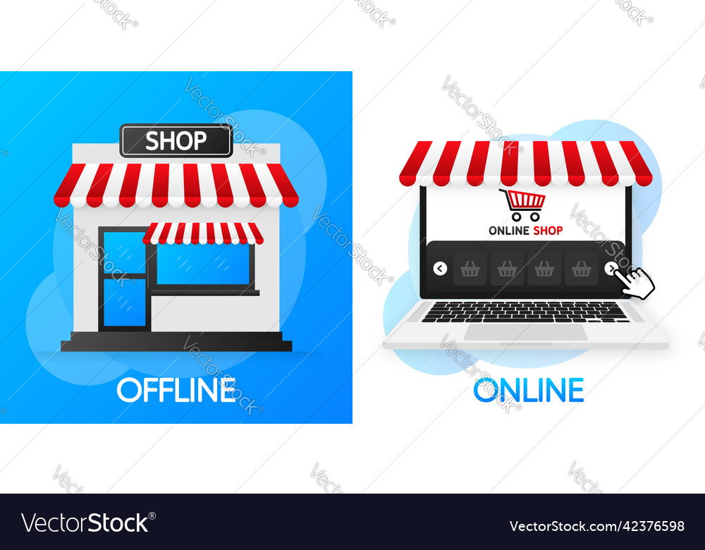 Flat style offline and online shop great design