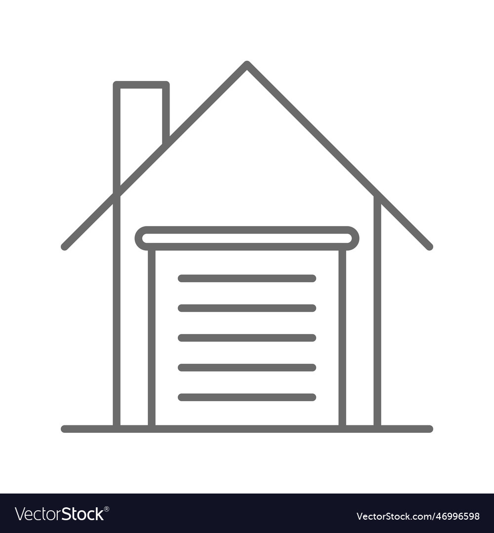 Garage real estate icon with black outline style Vector Image