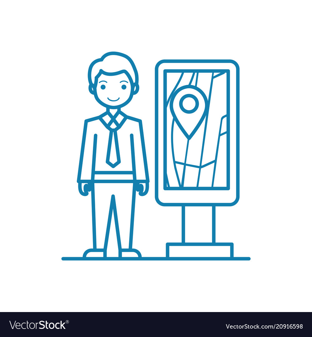 Geographic positioning linear icon concept vector image Geographic positioning linear icon concept
