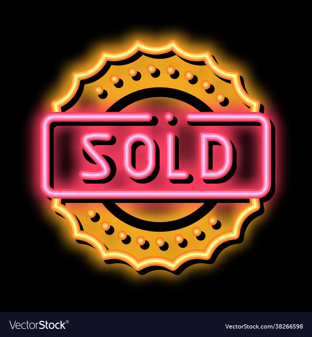 Mark sold neon glow icon