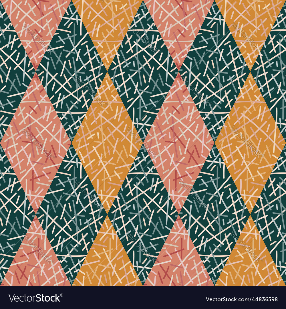 Random lines mosaic seamless pattern hand drawn vector image Random lines mosaic seamless pattern hand drawn