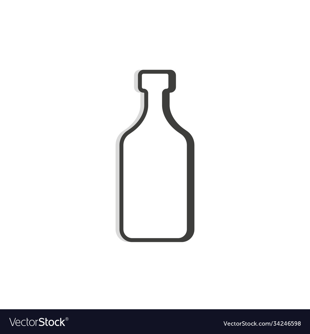 Rum bottle line simple template isolated object Vector Image Rum bottle line simple template isolated object