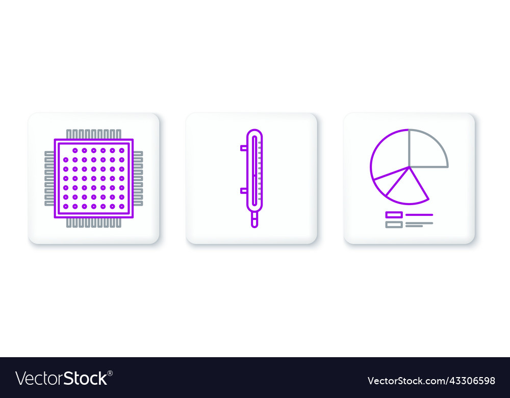 Set line pie chart infographic processor vector image Set line pie chart infographic processor