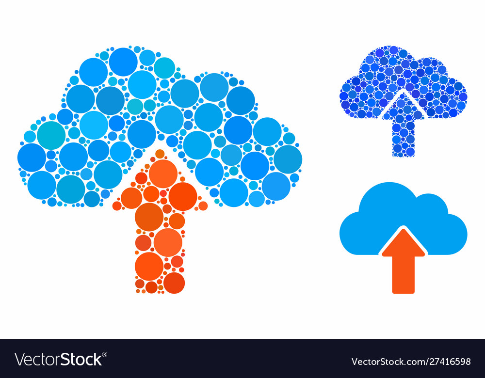 Upload to cloud mosaic icon round dots vector image Upload to cloud mosaic icon round dots