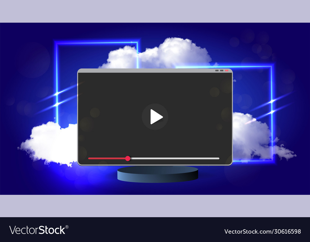 Video screen play button streaming preview Vector Image