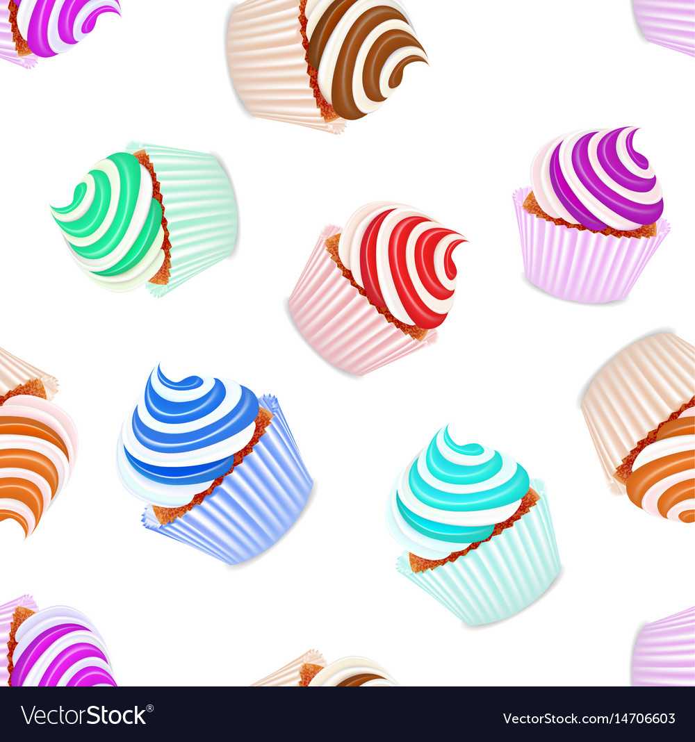 Ein nahtloses Hintergrundset von Cupcakes mit Obst