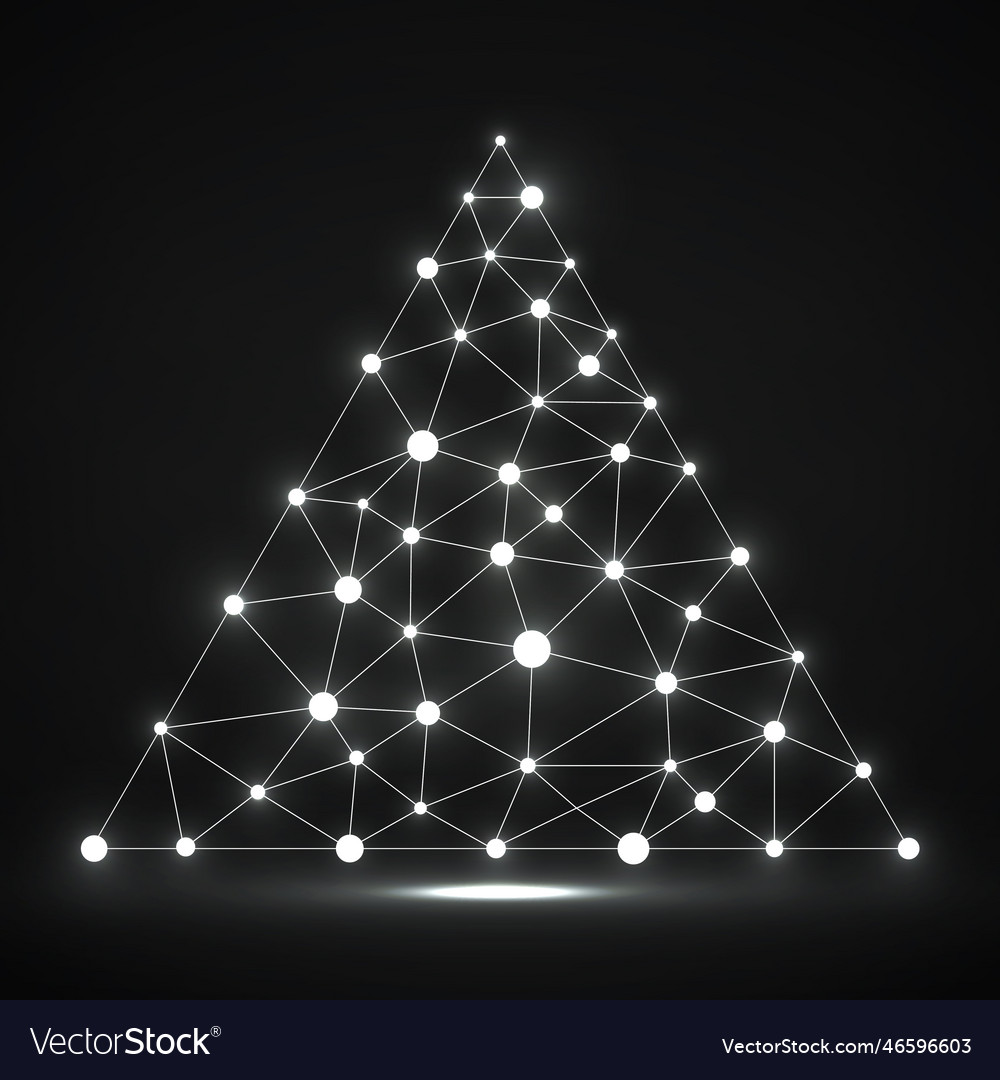 Abstract network in triangle with glowing dots