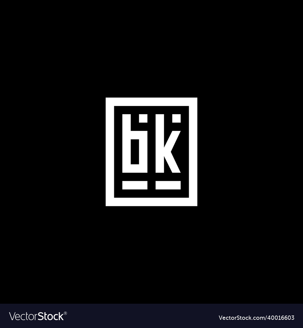 Bk initial logo with square rectangular shape