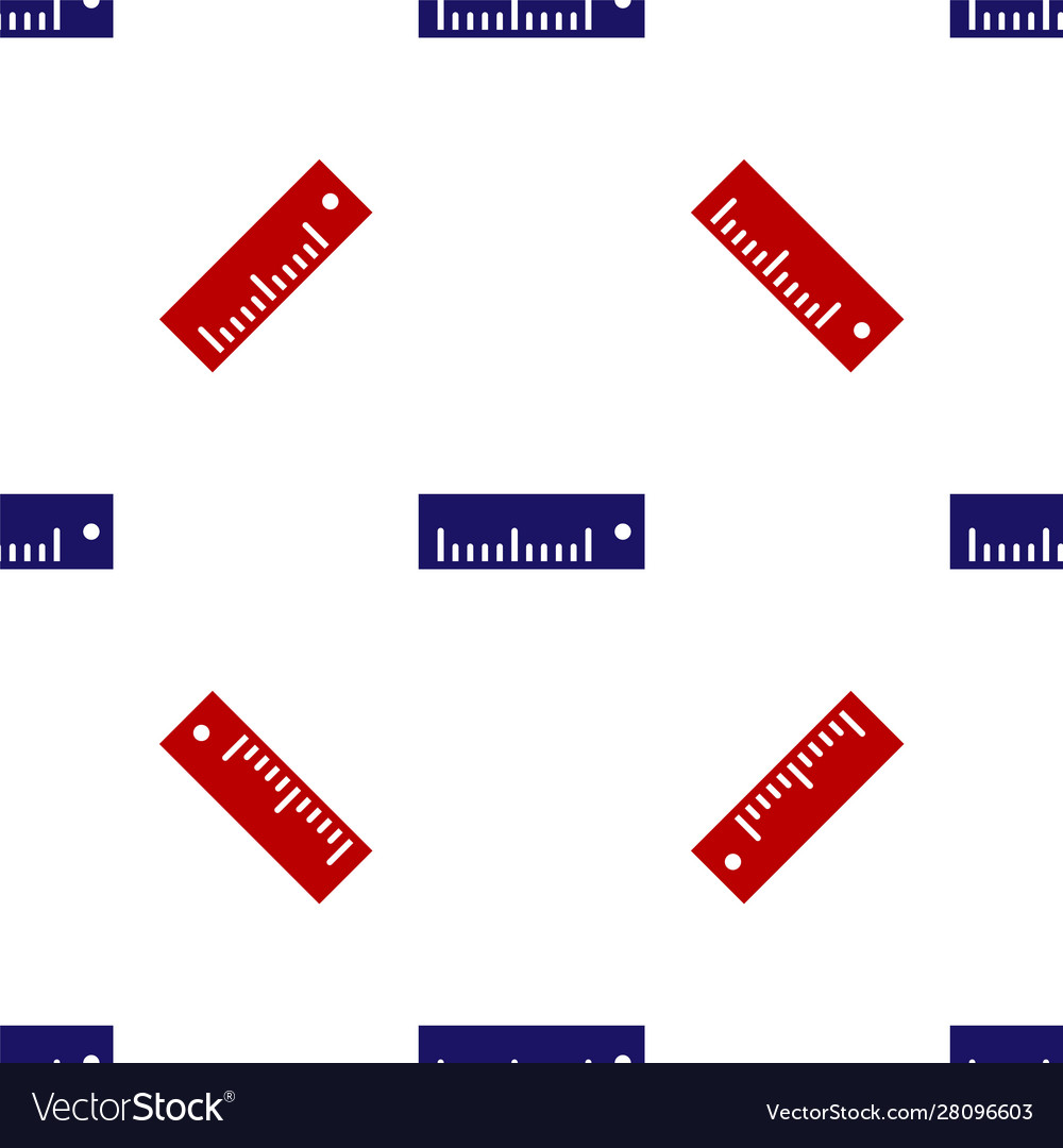 Blue and red ruler icon isolated seamless pattern