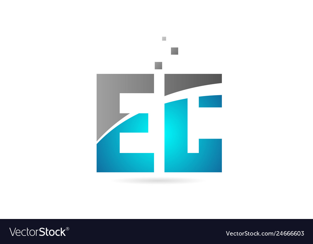 Blue grey alphabet letter combination ec e c Vector Image