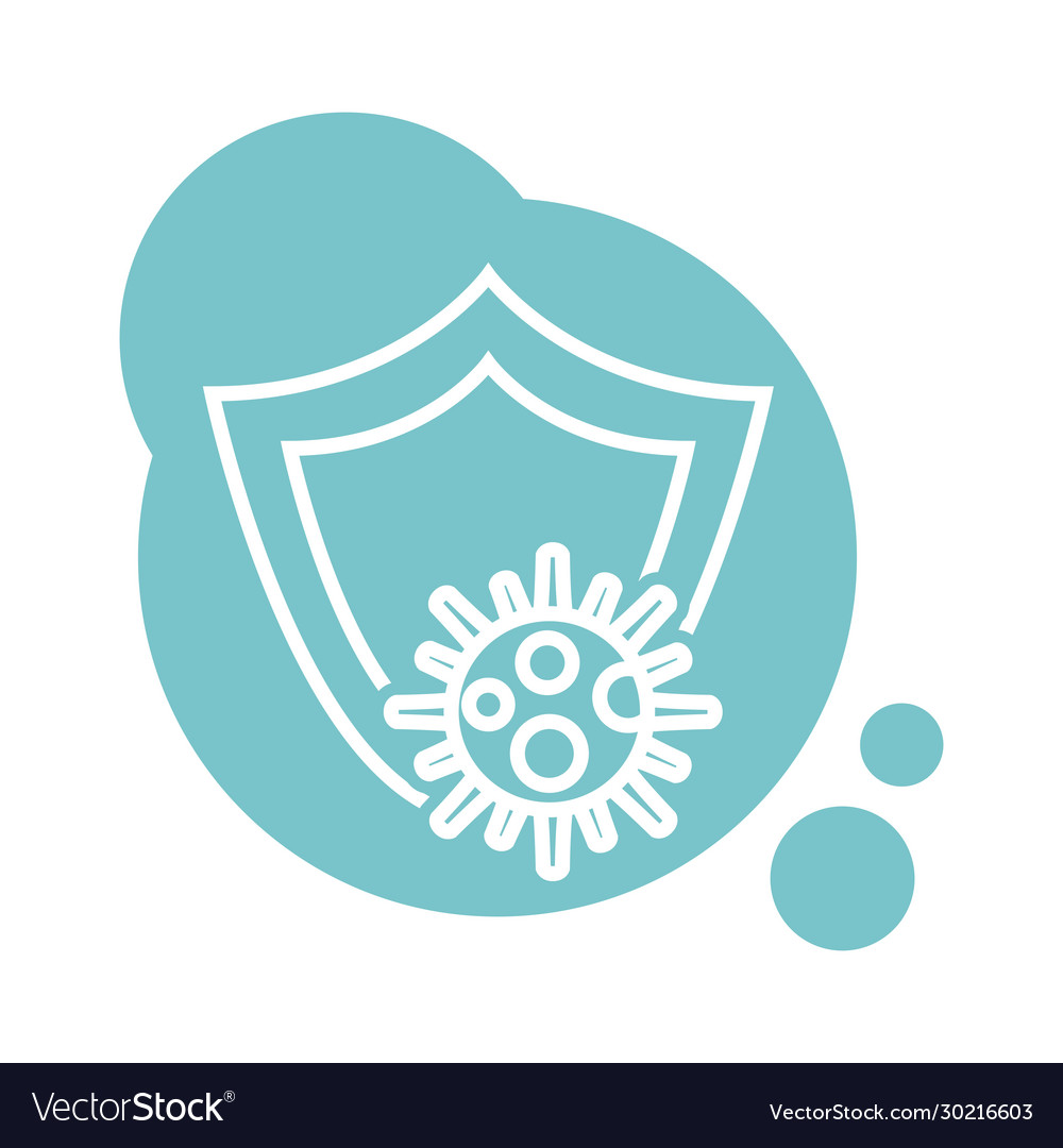 Covid19 virus particle in shield block style