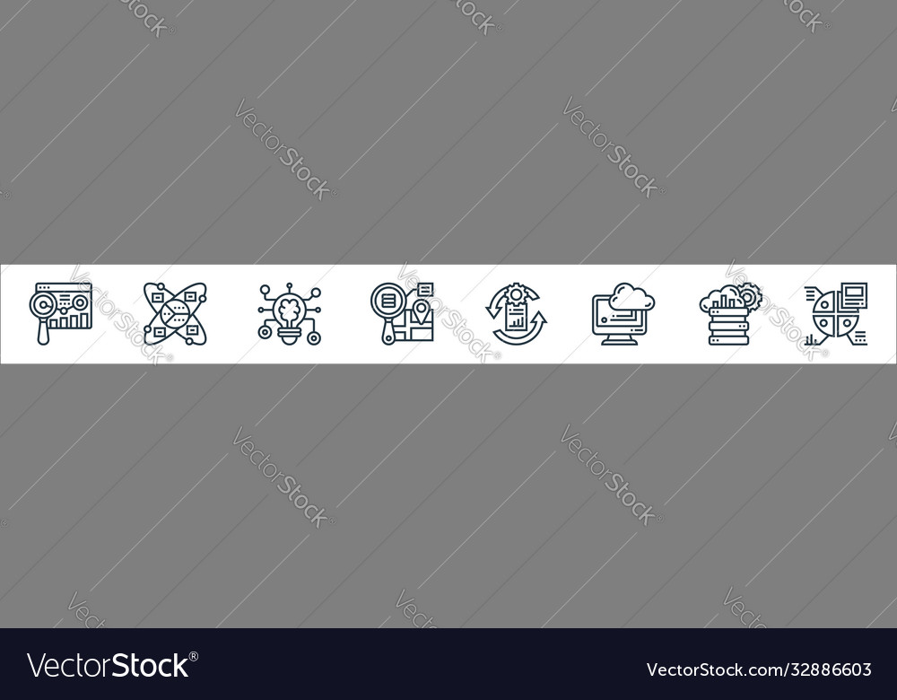 Data analytics line icons linear set quality