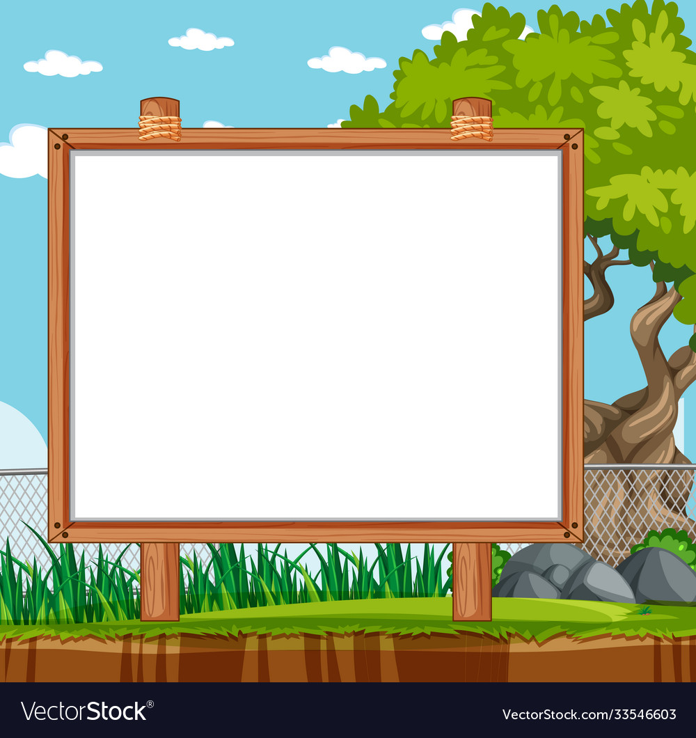 Empty banner board in nature park scenery Vector Image