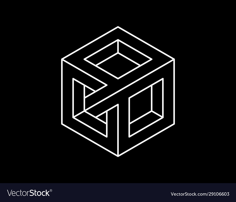 Impossible object isolated on black background