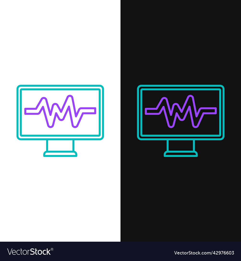 Line computer monitor with cardiogram icon Vector Image Line computer monitor with cardiogram icon