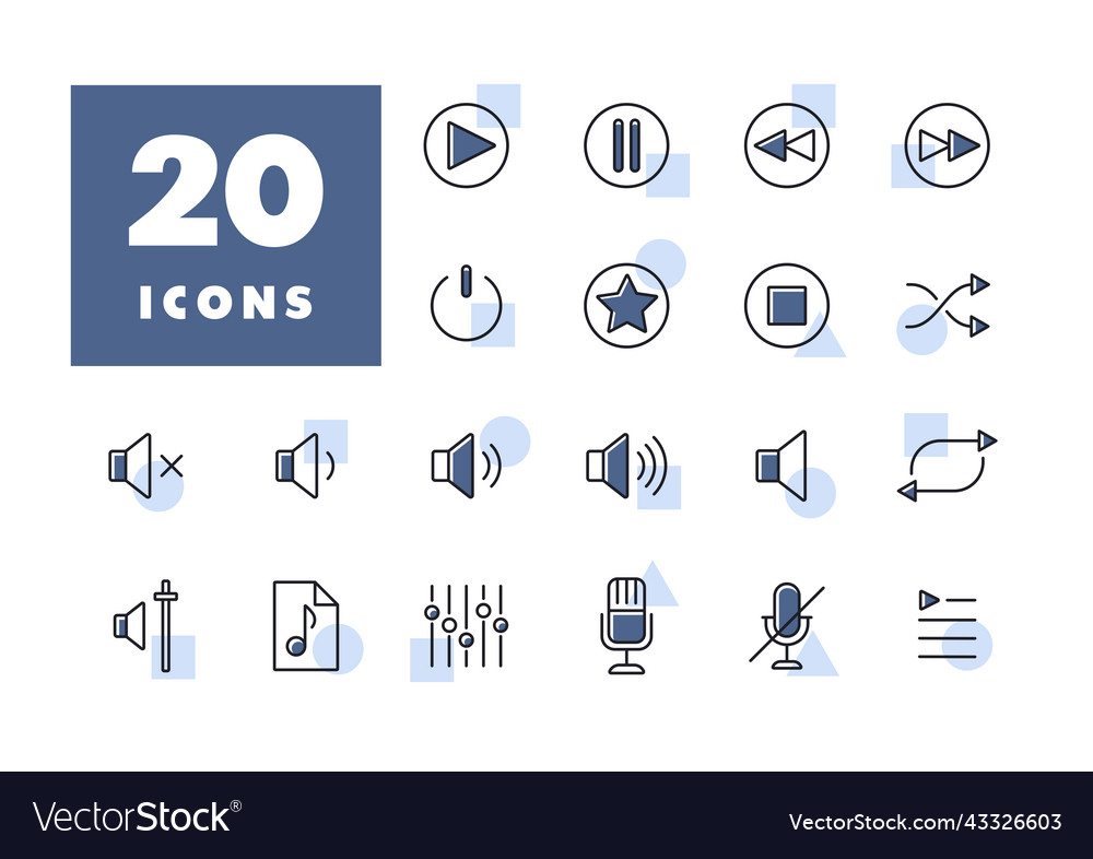 Multimedia user interface icons set vector image Multimedia user interface icons set