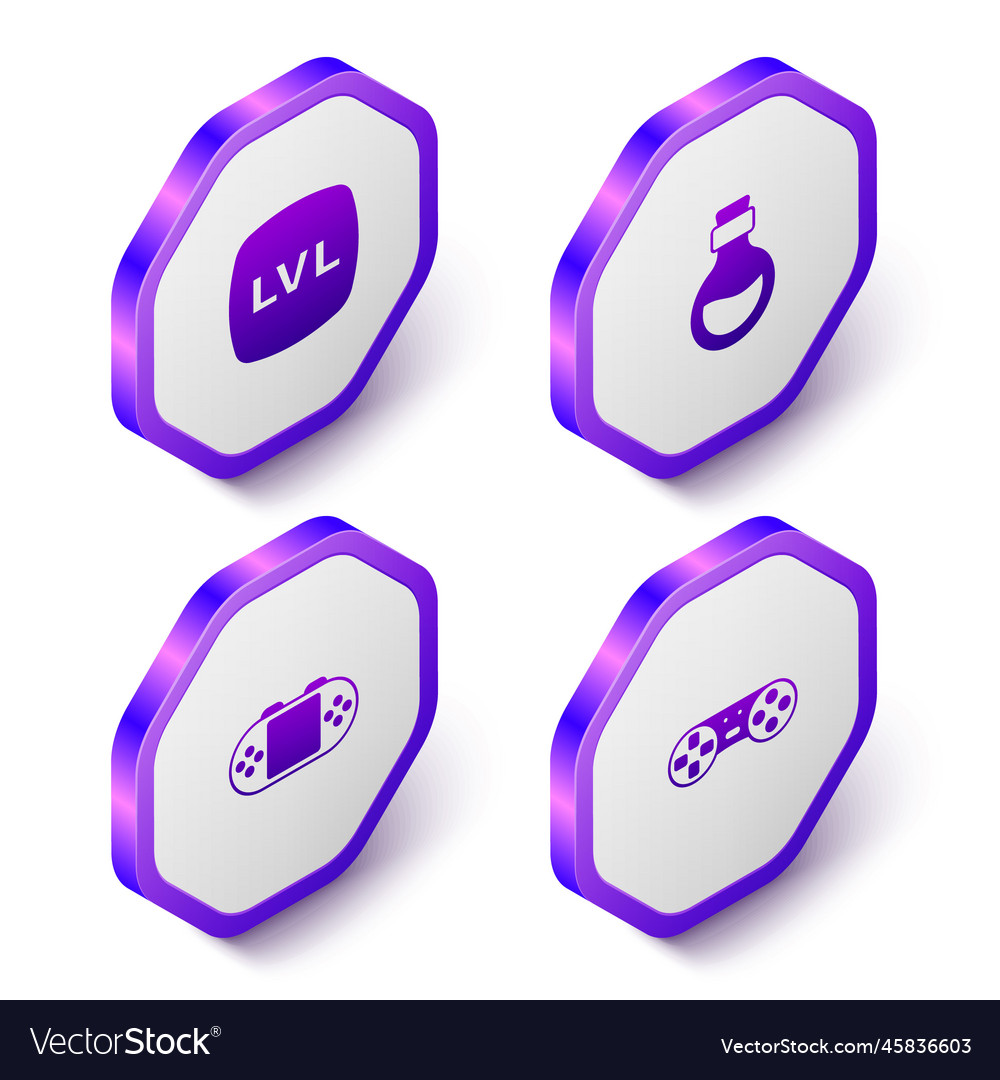 Set isometric level game bottle with magic elixir Vector Image Set isometric level game bottle with magic elixir